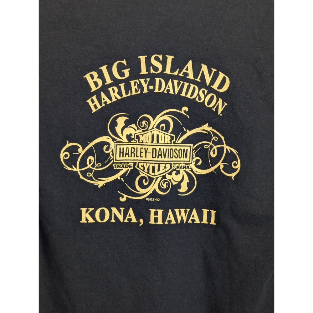 Harley-Davidson Kona Big Island Hawaii Women's Long Slv Shirt Sz M Black Gold - Picture 4 of 6